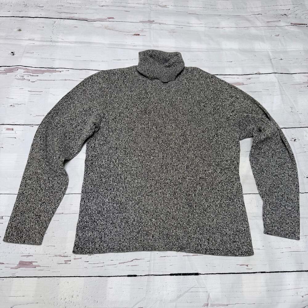 Villager Women's Black & White Marled Turtleneck Sweater